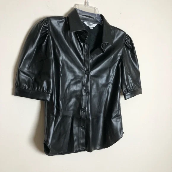 BB Dakota Puff Sleeve Leather Tuxedo Top XS - Picture 6 of 10